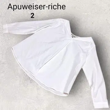 아푸와이저 리셰 긴팔 블라우스 사이즈 2 화이트 비침 V넥 일본제