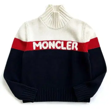새상품급 MONCLER 로고 디자인 하이넥 스웨터 M 캐시미어