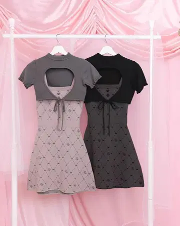 HW 모노그램 앙상블 원피스 블랙