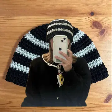 크로셰 모자 크러셔 모자 비니 핸드메이드 블랙