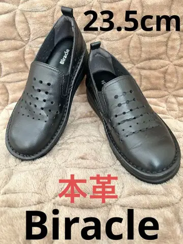 가죽 신발 블랙 23.5cm 여성용 Biracle 슬립온