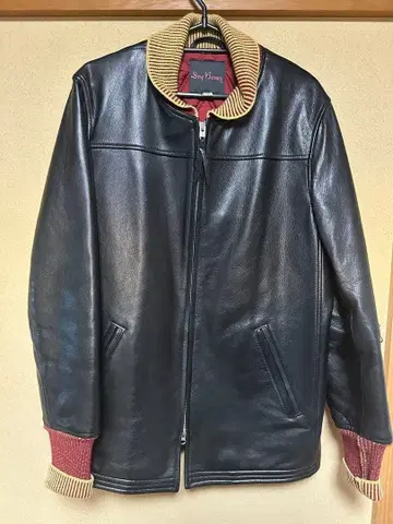 새상품급 Dry Bones 가죽 카 코트 파라오 코트 블랙