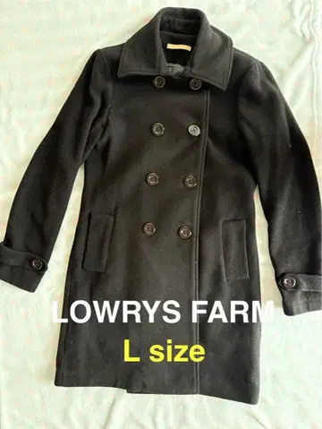 LOWRYS FARM 코트 블랙 L 더블 버튼 도트 무늬 안감 고급
