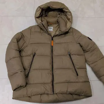 ZARA 후드 부착 베이지 다운 자켓 M