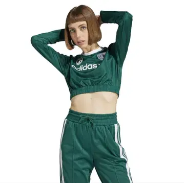 adidas 크롭 긴팔 T셔츠 S 다크 그린