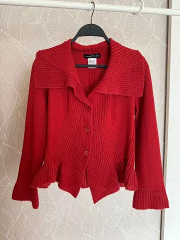 [ 히로코코시노 미사용 새상품 ] 리브 가디건 빨간색 40