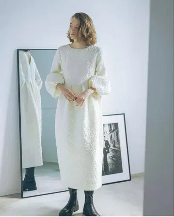 새상품 nostalgia 벌룬 슬리브 자카드 코쿤 원피스