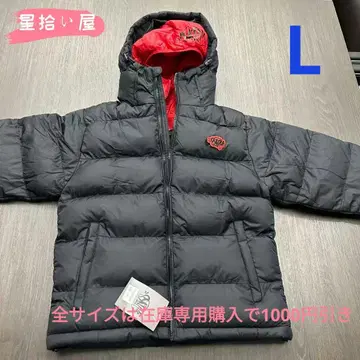 Synaworld 블랙 레드 후드 부착 다운 자켓 L 사이즈