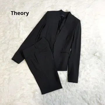 띠어리 셋업 노카라 자켓 팬츠 스트레치 블랙