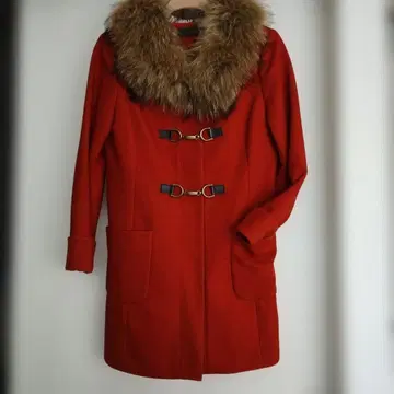 PASSIONE 라쿤 카라 부착 코트 더플