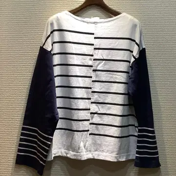 MICI 미치 보더 롱 티셔츠 티셔츠 풀오버