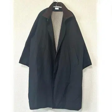 MACOBER/빅 실루엣 스탠드 카라 오버코트/안감 하운드투스/블랙