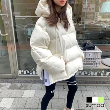 BLACK 후드 부착 풀오버 다운 자켓 여성용