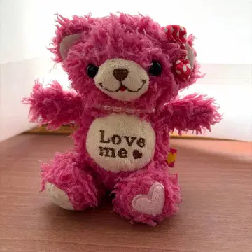 헤이세이 레트로 테디베어 곰 봉제 인형 복슬복슬 핑크