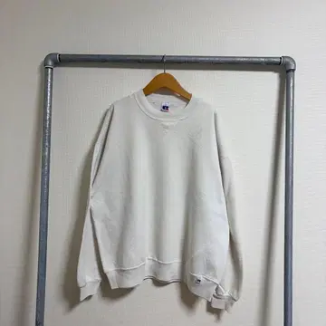 90s 러셀 애슬레틱 무지 맨투맨 화이트 앞 V USA 제조