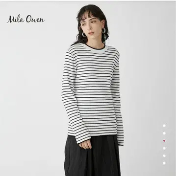 [ 새상품급 ] 미라 오웬 보더 리브 니트 상의