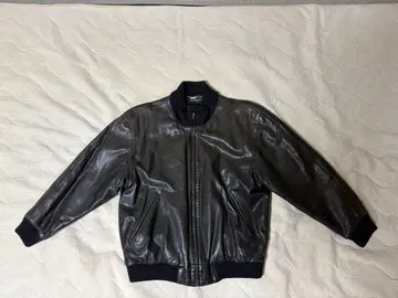 Aquascutum 짧은 기장 가죽 봄버 자켓 스윙탑 블랙 L