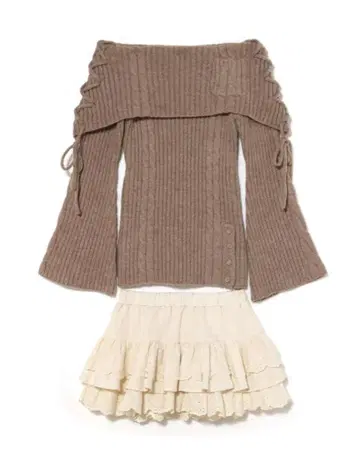 andmary Corrie 레이스 니트 세트업 모카