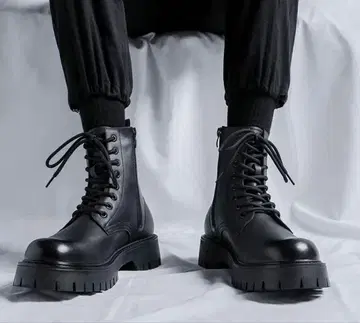 남성용 레이스업 부츠 블랙