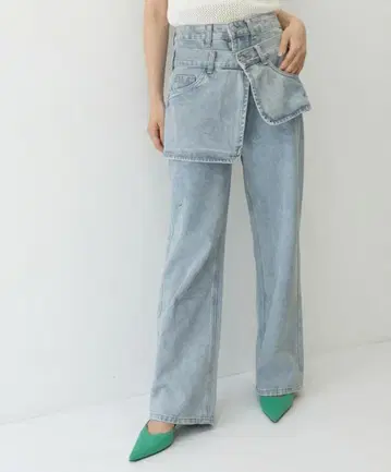 [ 미사용 새상품 ] 아웃 포켓 스트레이트 데님 팬츠 더블 포켓