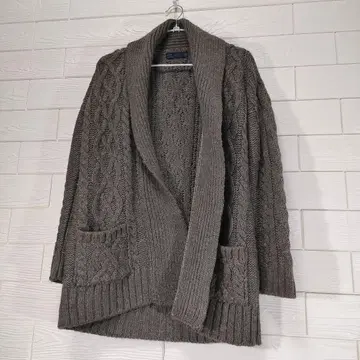 ZARA 그레이 케이블 니트 가디건 M