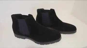 RED COVER 천연 가죽 사이드 고어 블랙 스웨이드 부츠