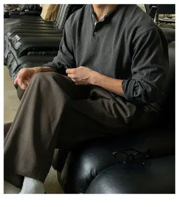 다크 그레이 코튼 긴팔 티셔츠