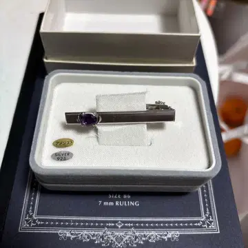 자수정 장식 실버 925 넥타이핀