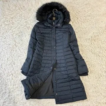 ZARA 자라 롱 다운 코트 허리 라인 퍼 블랙 M