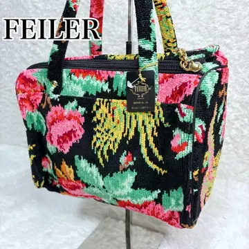 FEILER 셔닐 직조 꽃무늬 플라워 핸드백 미니 보스턴