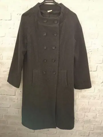 Jean Vertical 울 롱 코트 차콜 그레이