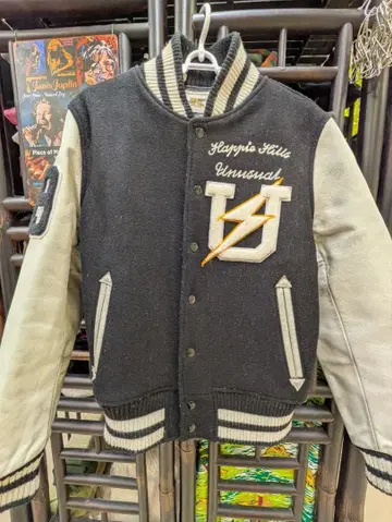 러셀 소매 가죽 바시티 자켓 S