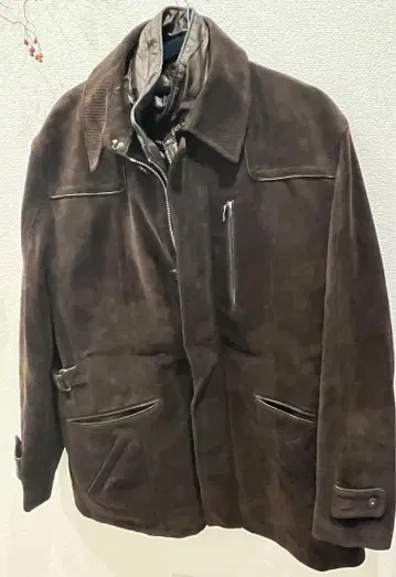 INTERMEZZO 브라운 스웨이드 롱 자켓