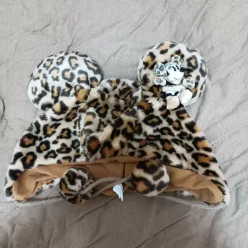 미니 팬캡 봉제 인형 포함 레오파드 무늬 브라운
