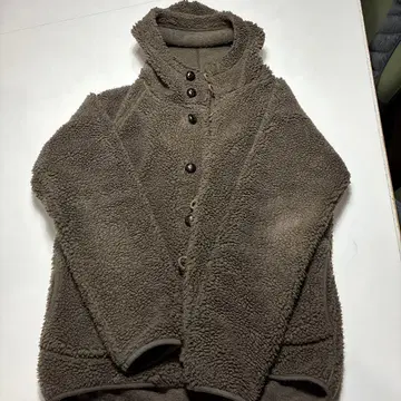 플리스 자켓 브라운 후드 부착