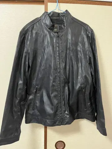 블랙 가죽 자켓 스탠드 카라