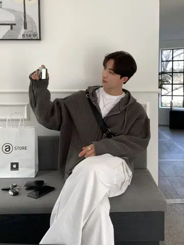 그레이 오버 사이즈 후디 L