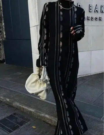 AMERI MEDI SHEER GEOMETRIC KNIT DRESS