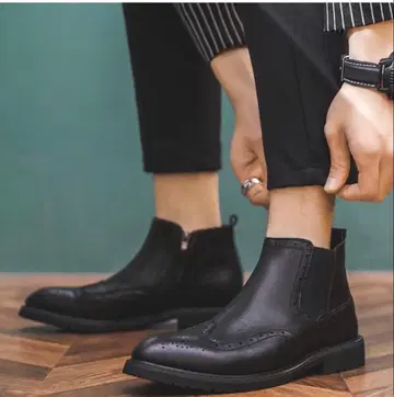 블랙 사이드 고어 부츠 가죽