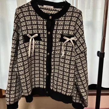 지뢰계 리본 포함 가디건