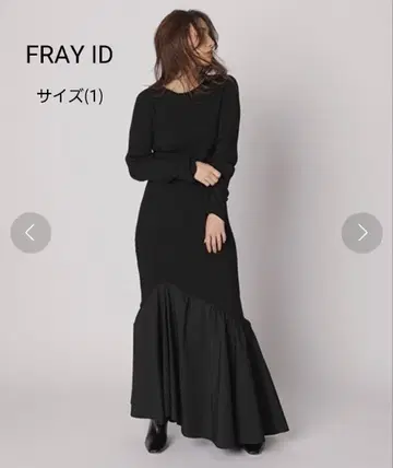 새상품급 FRAY ID 아지메 절개 리브 니트 콤비 원피스