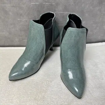 새상품급 낙타양화점 부티 사이드 고어 하이힐 그린