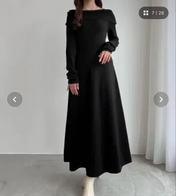 CENEA 오프숄더풍 스퀘어넥 롱 니트 원피스