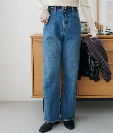 DISCOAT 디스코트 빈티지 가공 데님 스트레이트 팬츠