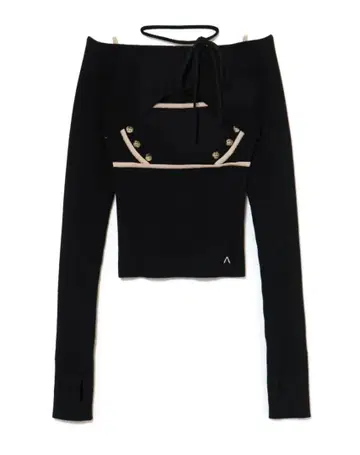 andmary Elf button knit tops black