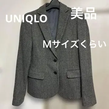 UNIQLO 그레이 헤링본 무늬 블레이저