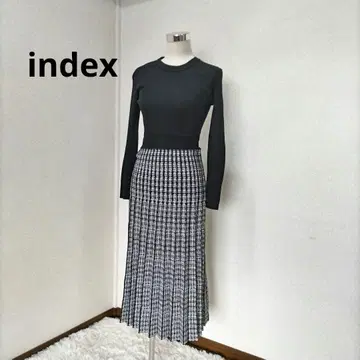 인덱스 니트 원피스 플리츠