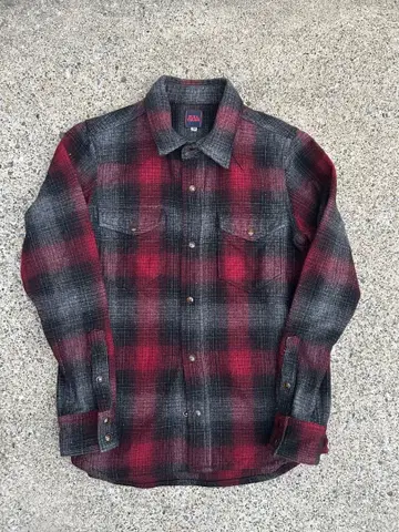 FULL COUNT 옴브레 체크 울 셔츠