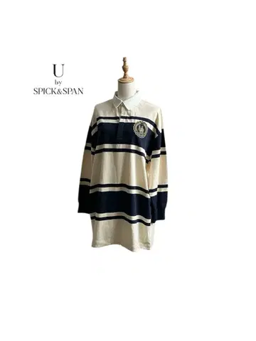 유 바이 스픽 앤 스팬 오버 사이즈 폴로 원피스 배색 보더