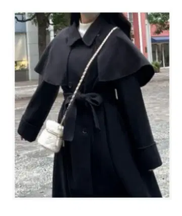 블랙 2way 케이프 스타일 코트